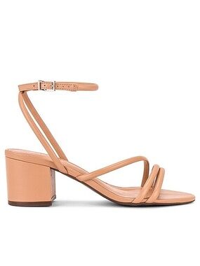 SCHUTZ Aiyra Mid Block Sandal Honey Beige Leather Heels Size 8.5B